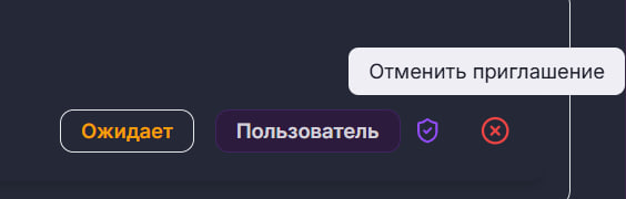 Team — new invitation — delete
